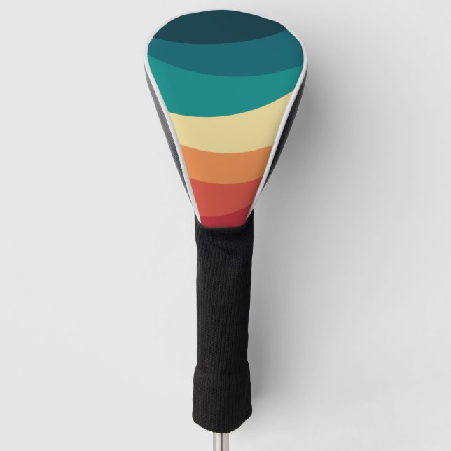 Colourful retro style curves design golf head cover (Front)