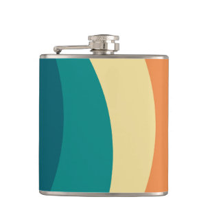 Colourful retro style curves design hip flask
