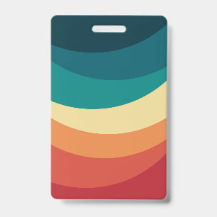 Colourful retro style curves design ID badge