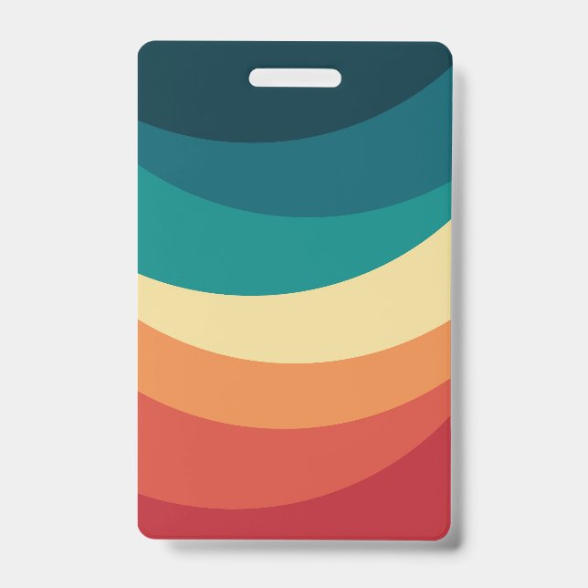 Colourful retro style curves design ID badge (Front)