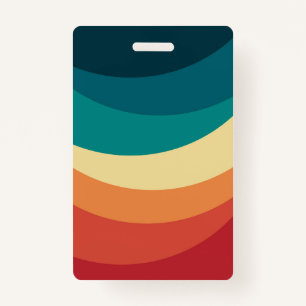 Colourful retro style curves design ID badge