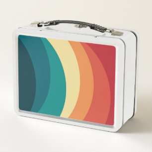 Colourful retro style curves design metal lunch box