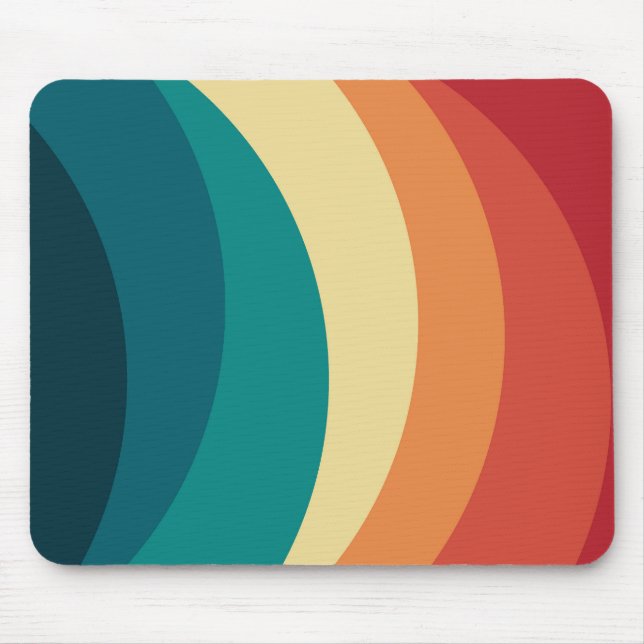 Colourful retro style curves design mouse mat (Front)