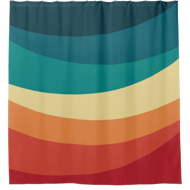 Colourful retro style curves design shower curtain (Front)