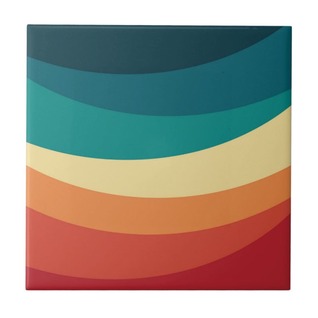 Colourful retro style curves design tile (Front)