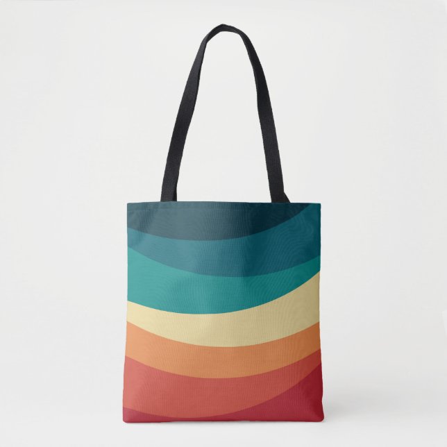 Colourful retro style curves design tote bag (Front)