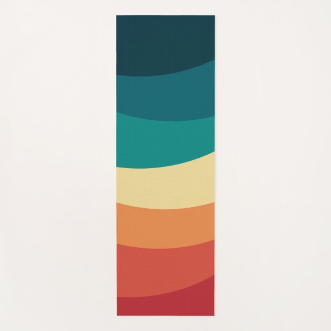 Colourful retro style curves design yoga mat (Front)