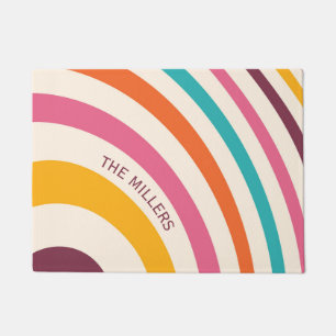 Colourful retro style curves doormat