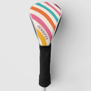 Colourful retro style curves golf head cover