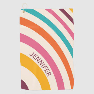 Colourful retro style curves golf towel