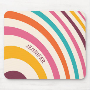 Colourful retro style curves mouse mat