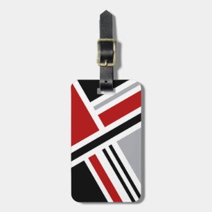Colourful retro style design with geometric shapes luggage tag