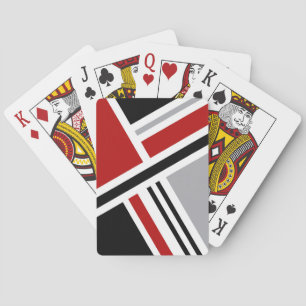 Colourful retro style design with geometric shapes playing cards