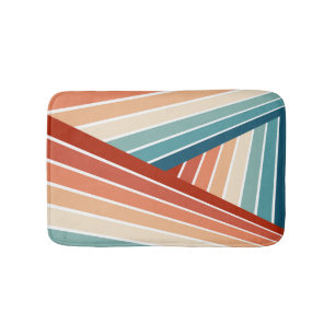 Colourful retro style diagonal rainbow design bath mat