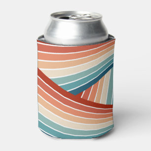 Colourful retro style diagonal rainbow design can cooler