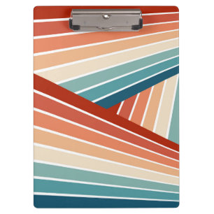 Colourful retro style diagonal rainbow design clipboard