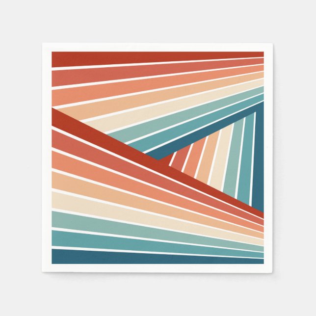 Colourful retro style diagonal rainbow design napkin (Front)