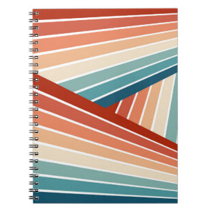 Colourful retro style diagonal rainbow design notebook