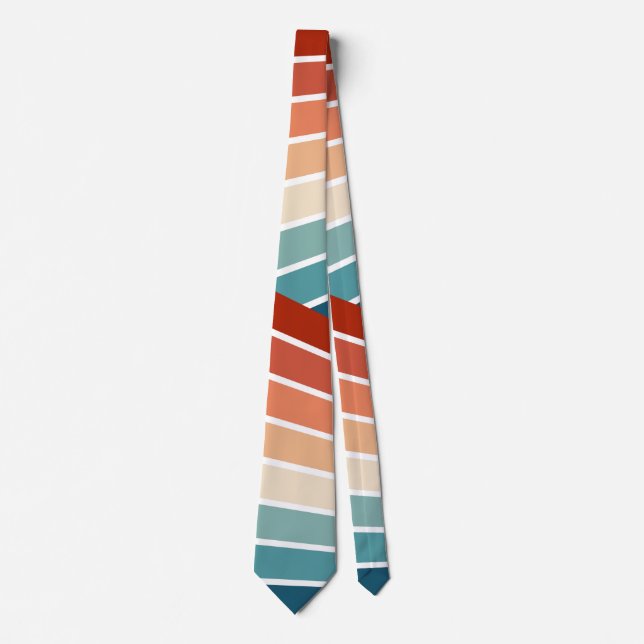 Colourful retro style diagonal rainbow design tie (Front)