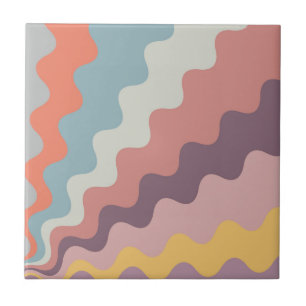 Colourful retro style diagonal waves tile