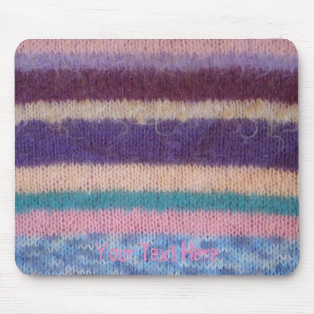 colourful retro style knitted stripes fun design mouse mat (Front)