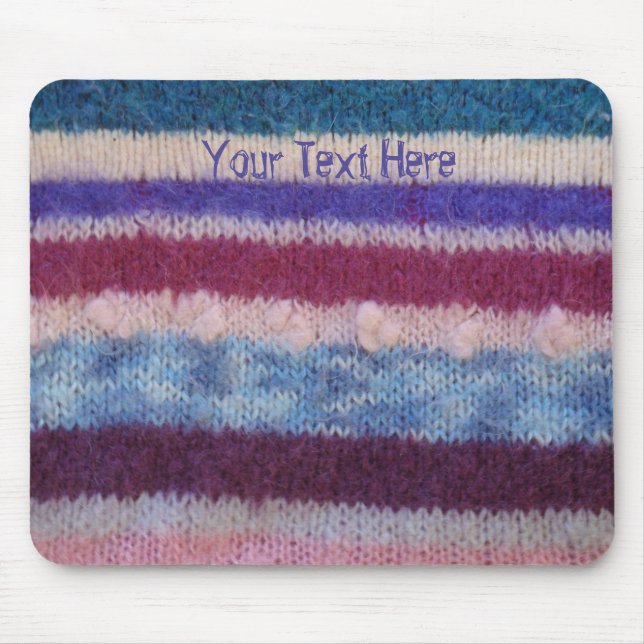 colourful retro style knitted stripes fun mouse mat (Front)