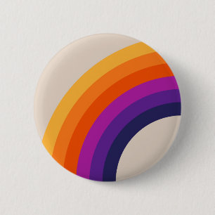 Colourful retro style rainbow art 6 cm round badge
