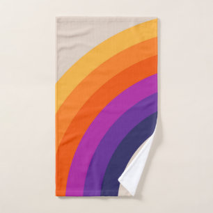 Colourful retro style rainbow art bath towel set