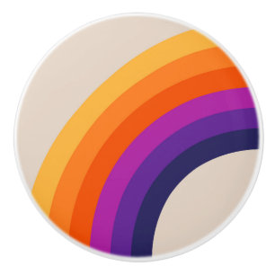 Colourful retro style rainbow art ceramic knob