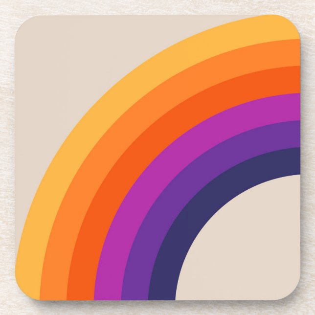 Colourful retro style rainbow art coaster (Front)