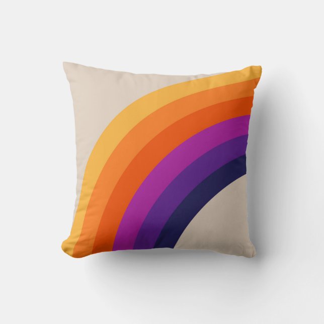 Colourful retro style rainbow art cushion (Front)
