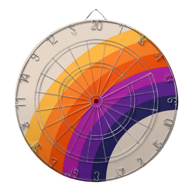 Colourful retro style rainbow art dartboard (Front)