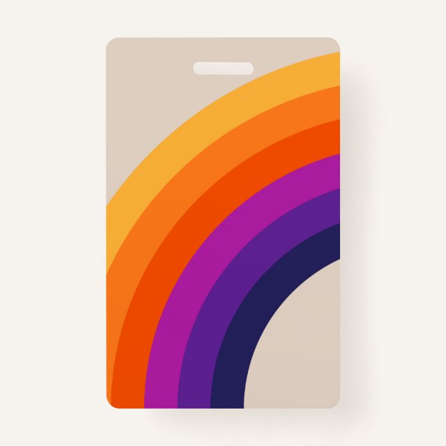 Colourful retro style rainbow art ID badge (Front)
