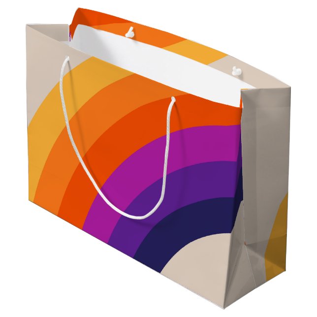 Colourful retro style rainbow art large gift bag (Back Angled)