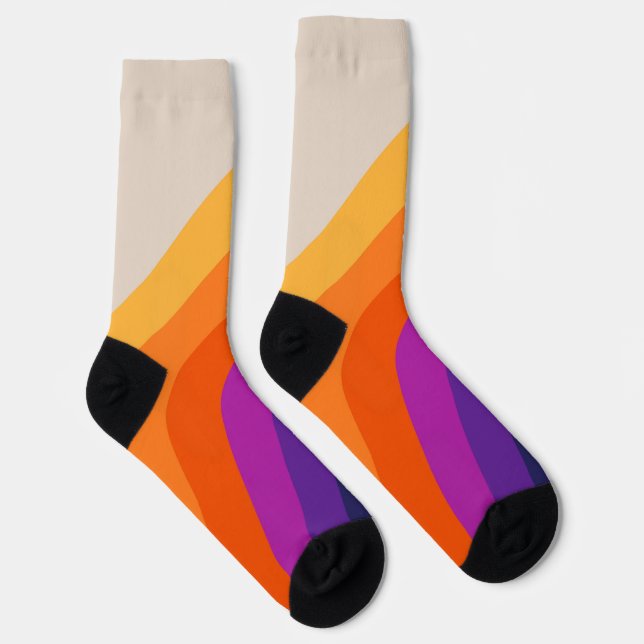 Colourful retro style rainbow art socks (Right)
