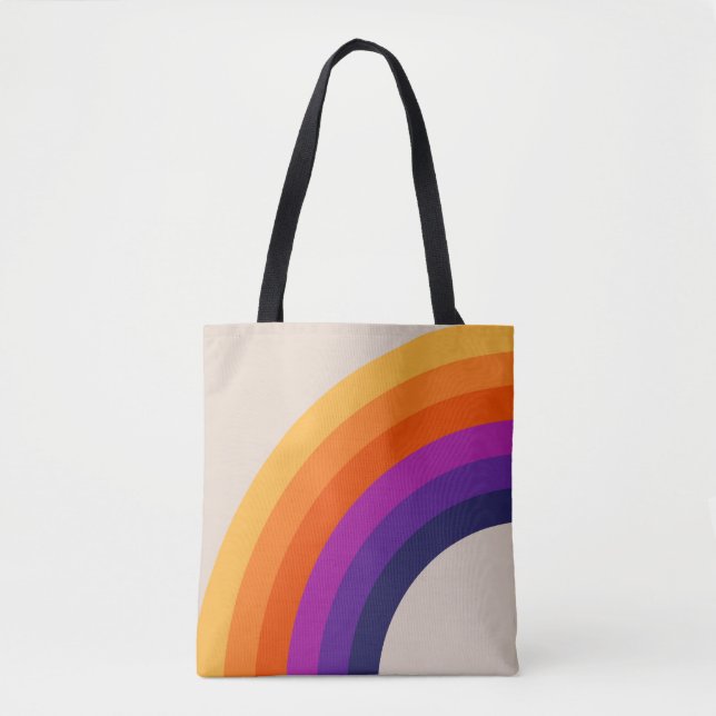 Colourful retro style rainbow art tote bag (Front)