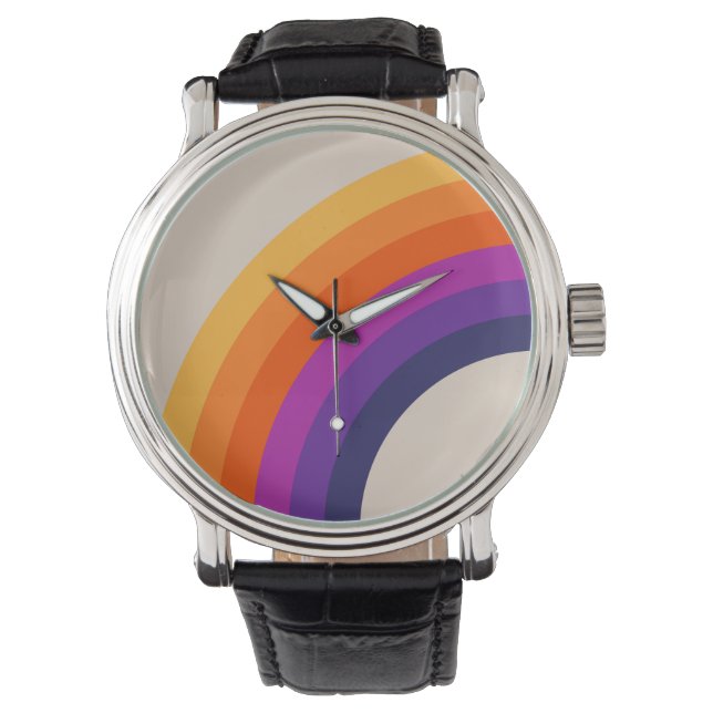 Colourful retro style rainbow art watch (Front)