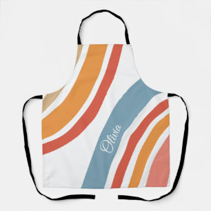 Colourful retro style rainbow design apron