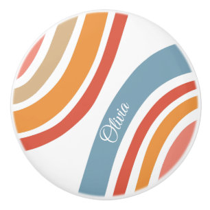 Colourful retro style rainbow design ceramic knob