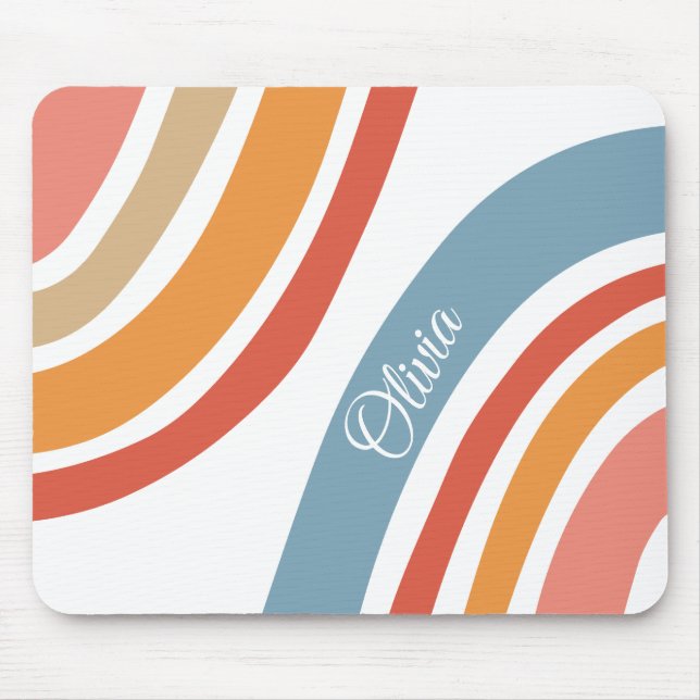 Colourful retro style rainbow design mouse mat (Front)