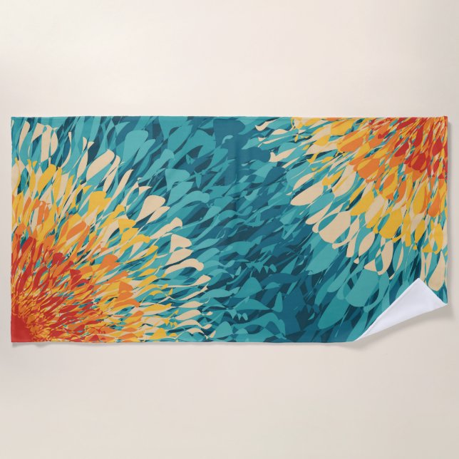 Colourful retro style solar flare  beach towel (Front)