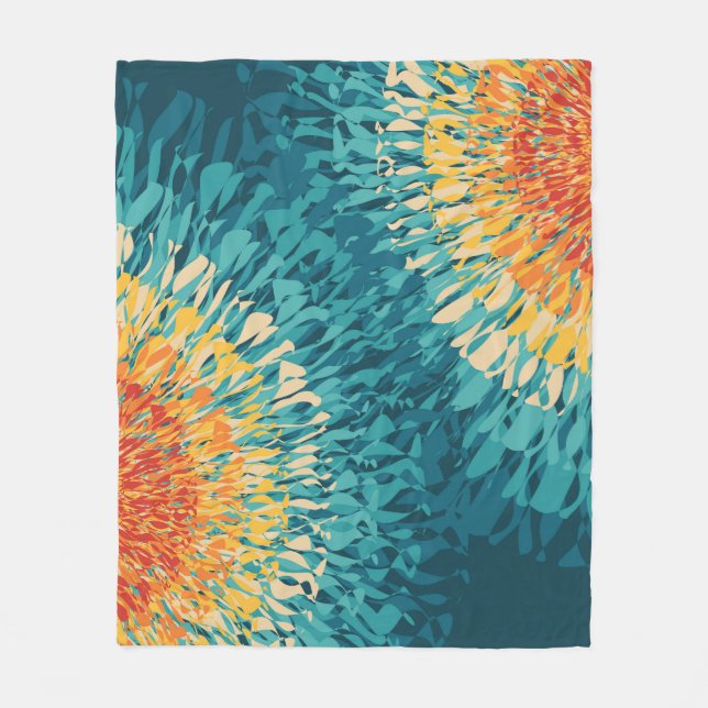 Colourful retro style solar flare  fleece blanket (Front)