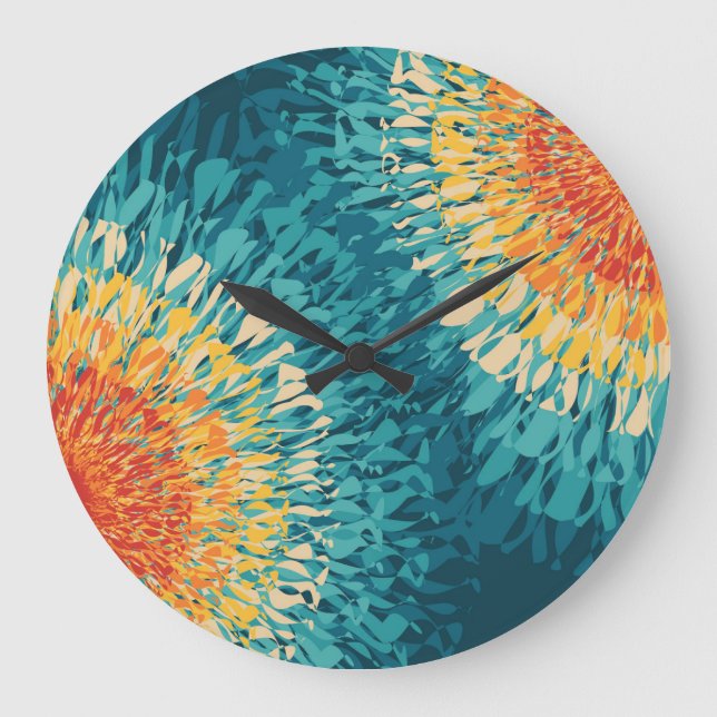 Colourful retro style solar flare  large clock (Front)