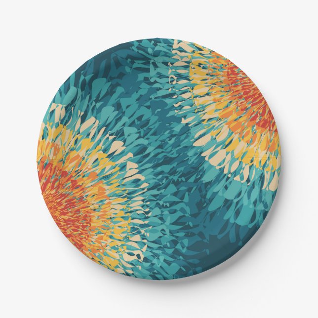 Colourful retro style solar flare  paper plate (Front)