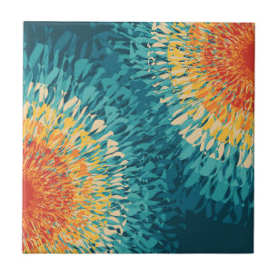 Colourful retro style solar flare tile