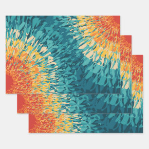 Colourful retro style solar flare  wrapping paper sheet