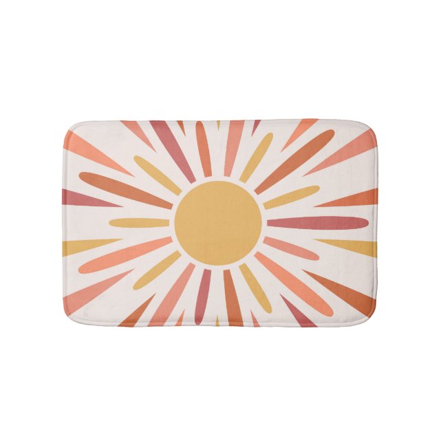 Colourful retro style sunshine design bath mat (Front)