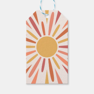 Colourful retro style sunshine design gift tags