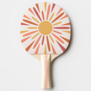 Colourful retro style sunshine design ping pong paddle