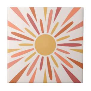 Colourful retro style sunshine design tile